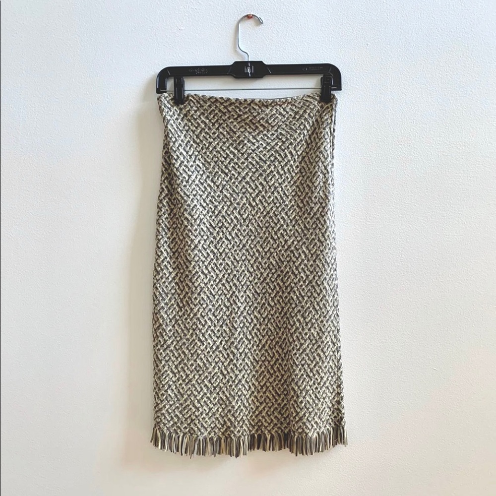 Valentino suede leather woven skirt